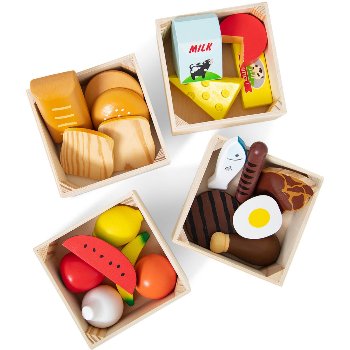 Melissa & Doug Multifarvet Wooden Food Playset Food Groups