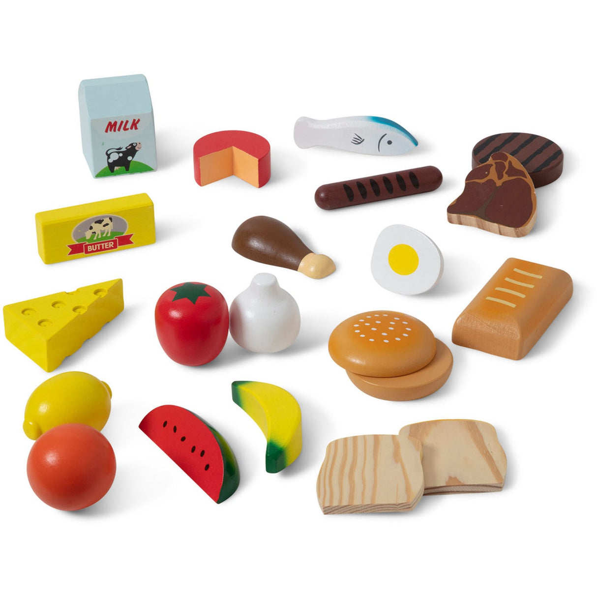 Melissa & Doug Multifarvet Wooden Food Playset Food Groups