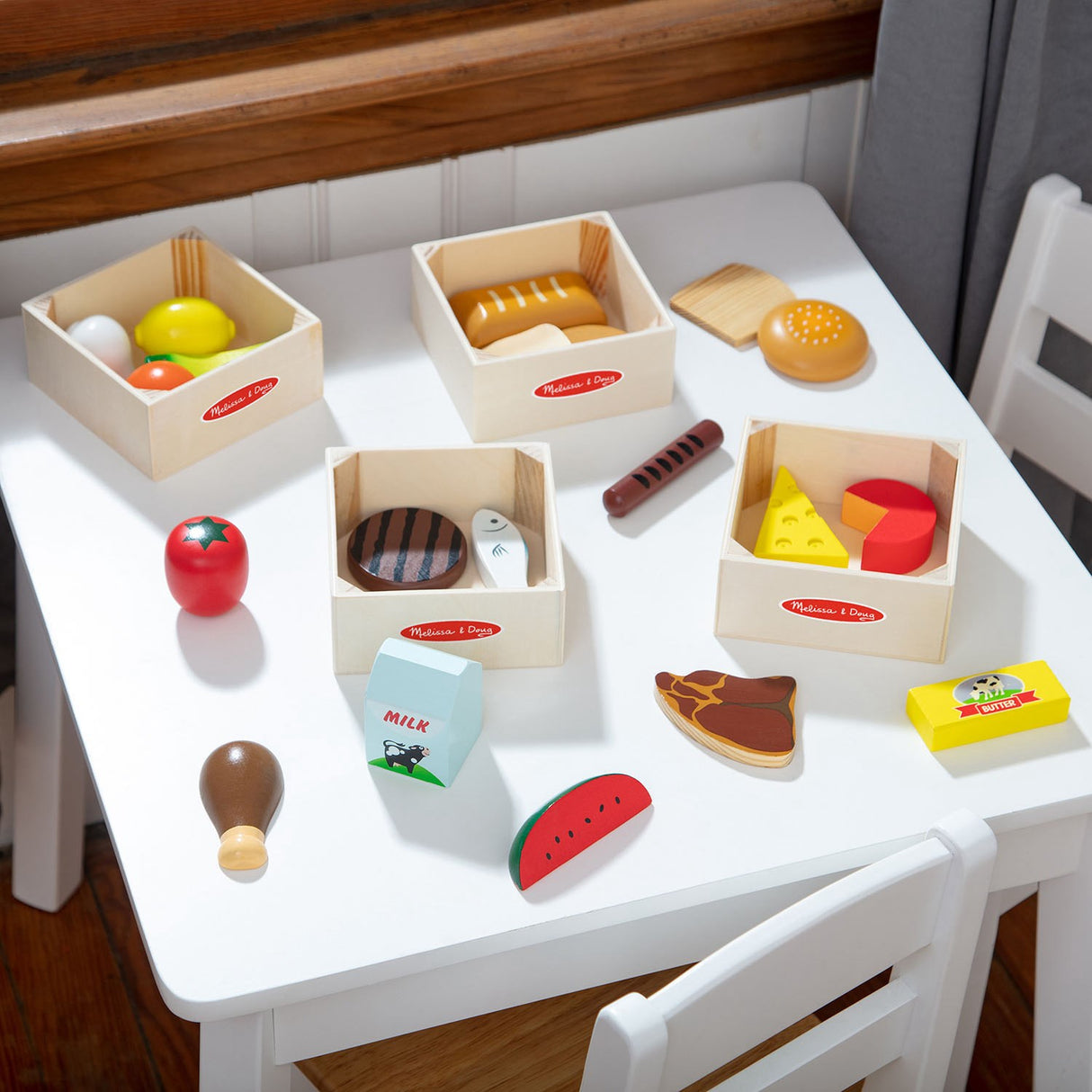 Melissa & Doug Multifarvet Wooden Food Playset Food Groups