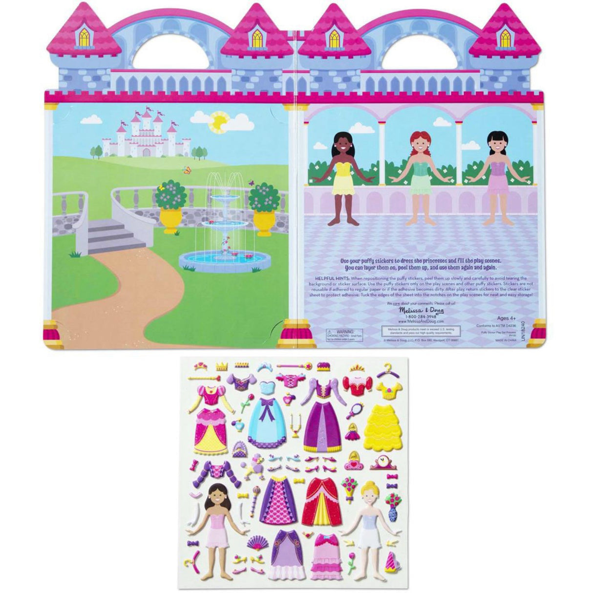 Melissa & Doug Multifarvet Puffy Sticker Playset Princess