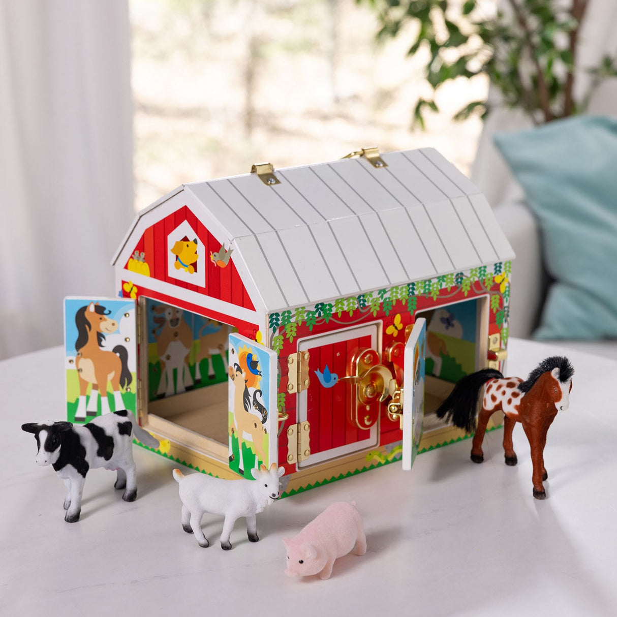 Melissa & Doug Multifarvet Activity Toy Lade I Wood With Hængsler