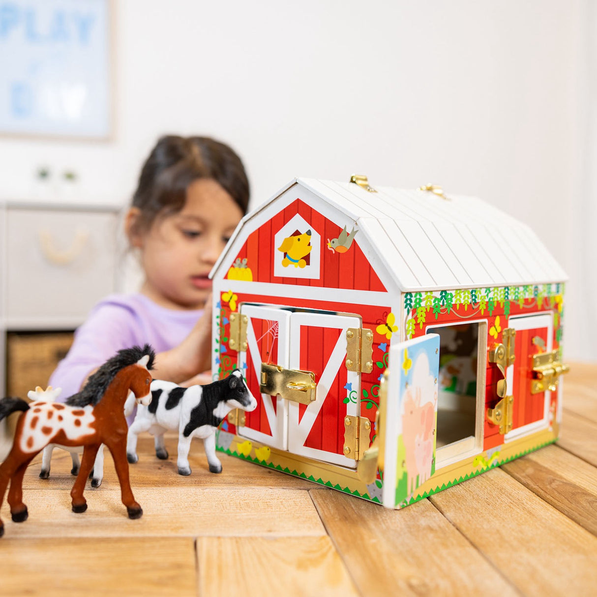 Melissa & Doug Multifarvet Activity Toy Lade I Wood With Hængsler