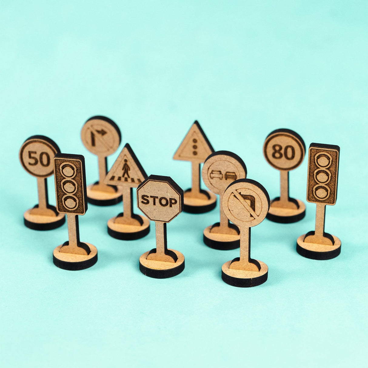 Crateit Town Wooden Toy Traffic & Road Signs Pack
