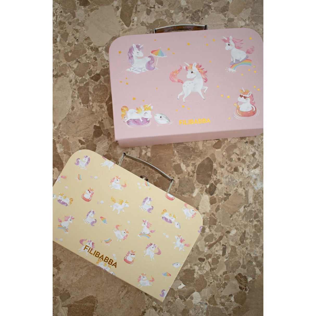 FILIBABBA Unicorn Shores Suitcase Set For Play And Storage 2 Pack