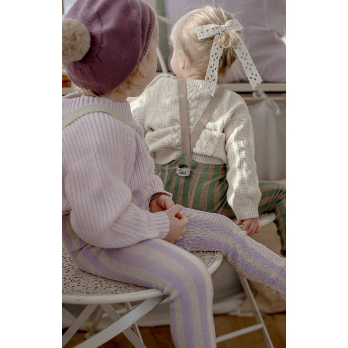 Silly Silas Lavender X Cream Striped Footless Tights Special Edition