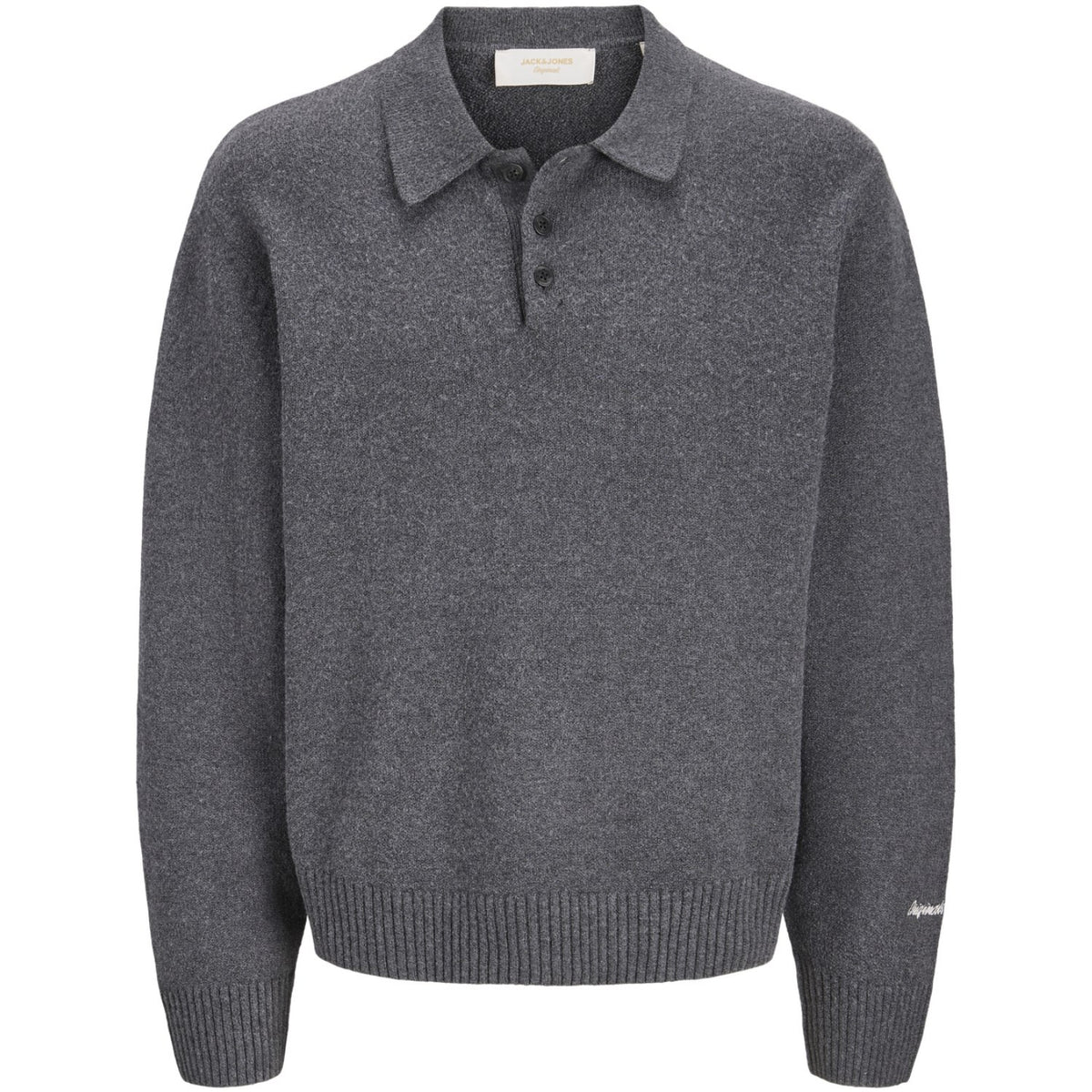 Jack & Jones Junior Dark Grey Melange Jornorrebro Knit Polo Jnr