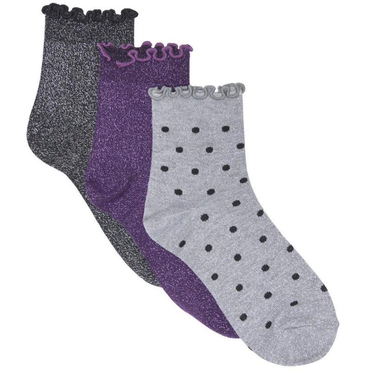 kids ONLY Black Kogfiona Glitter Socks 3-Pack Acc