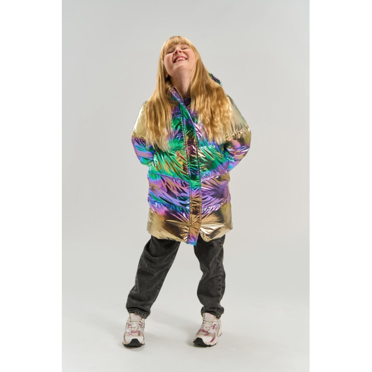 The New Metallic Multicolor Tnunicca Long Puffer Jacket
