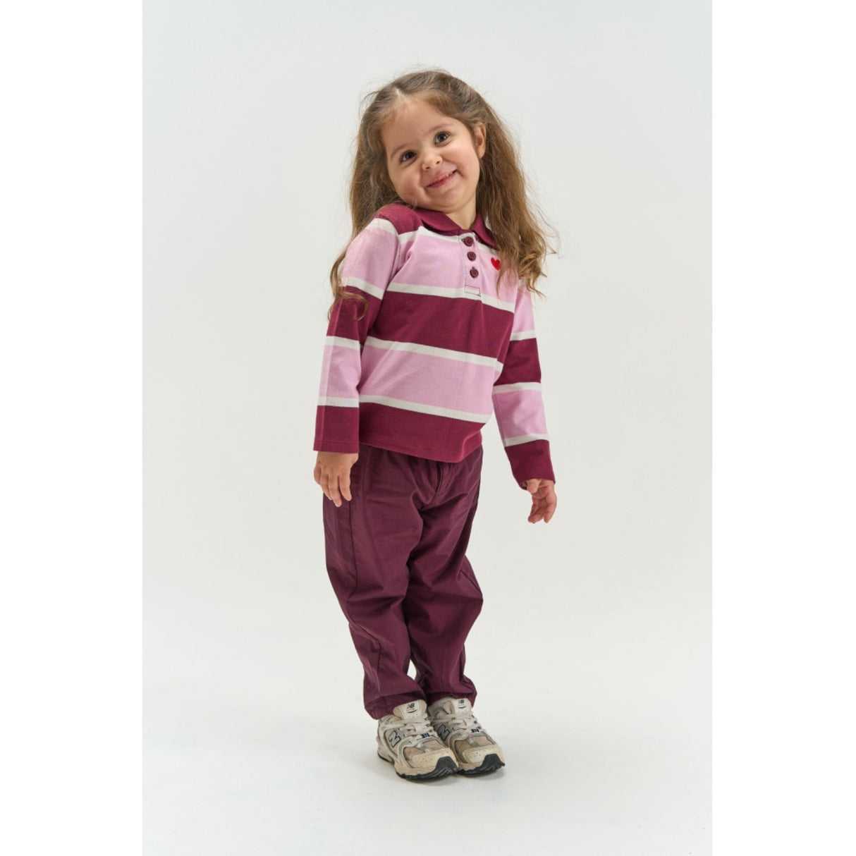 THE NEW Siblings Burgundy Striped Tn Tnstvidalia L_S Pique Polo