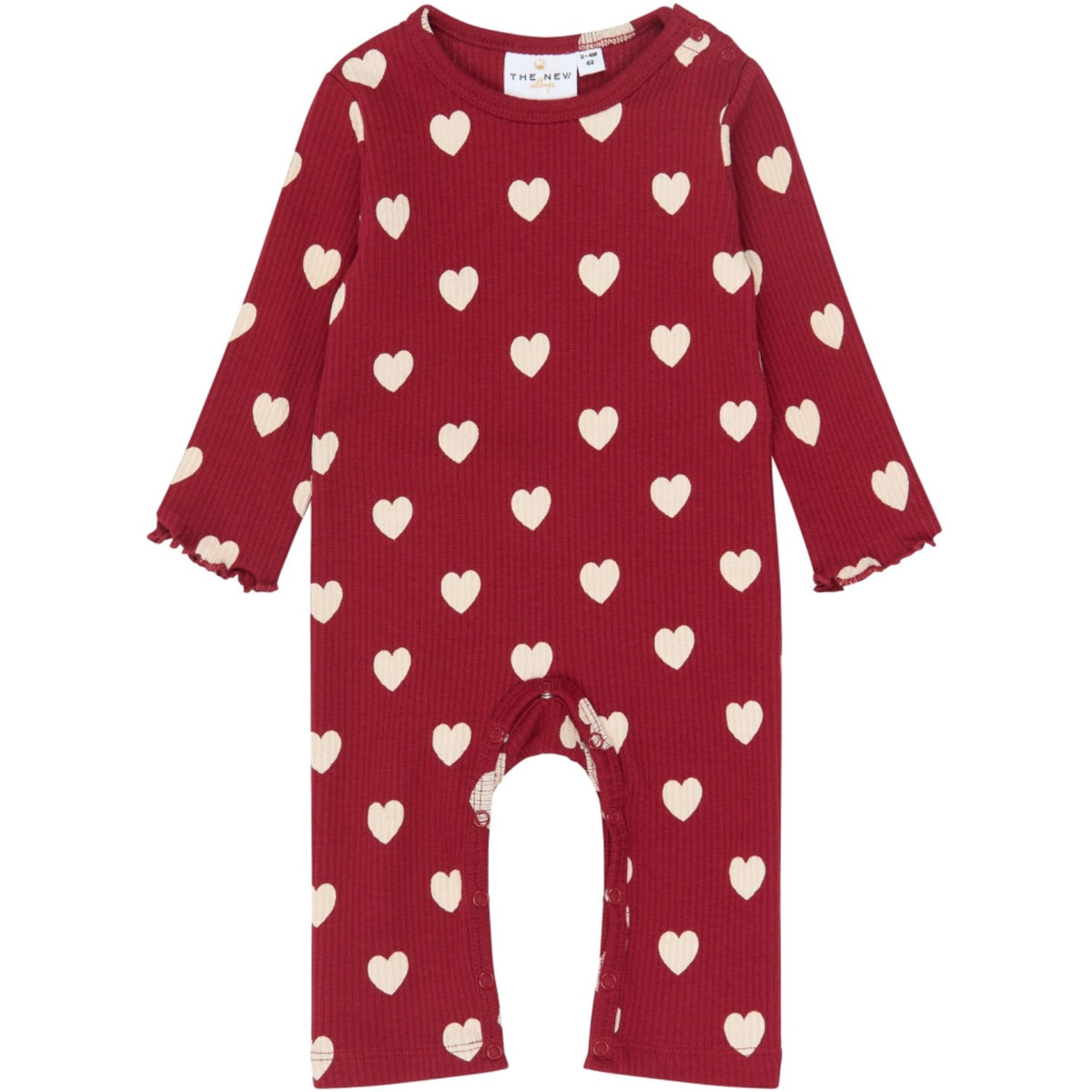 THE NEW Siblings Rio Red AOP Tn Tnsbholiday Red Heart L_S Rib Jumpsuit