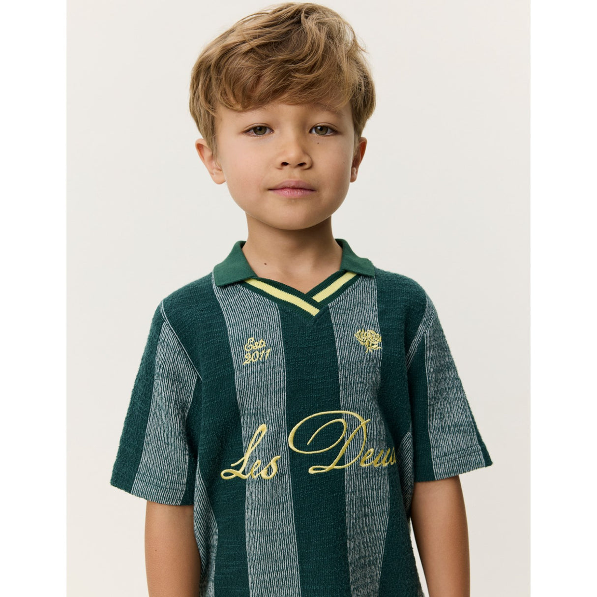 Les Deux Kids Pine Green Jacquard Football Jersey KIDS