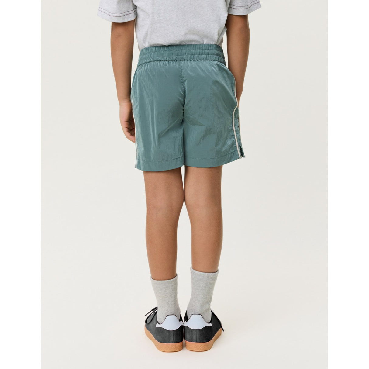 Les Deux Kids Tea Green Shiny Crisp Track Shorts KIDS