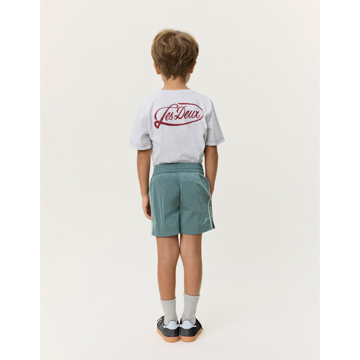 Les Deux Kids Tea Green Shiny Crisp Track Shorts KIDS