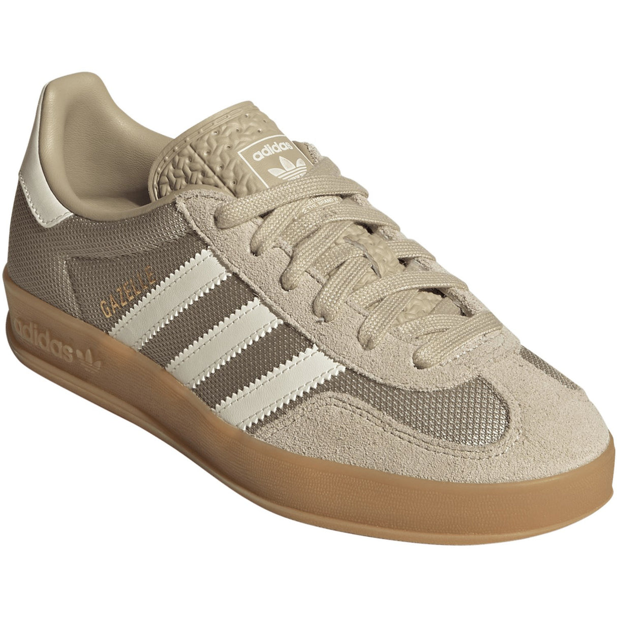 adidas Originals Khaki Three Off White Gold Met. Gazelle Indoor J Sneakers