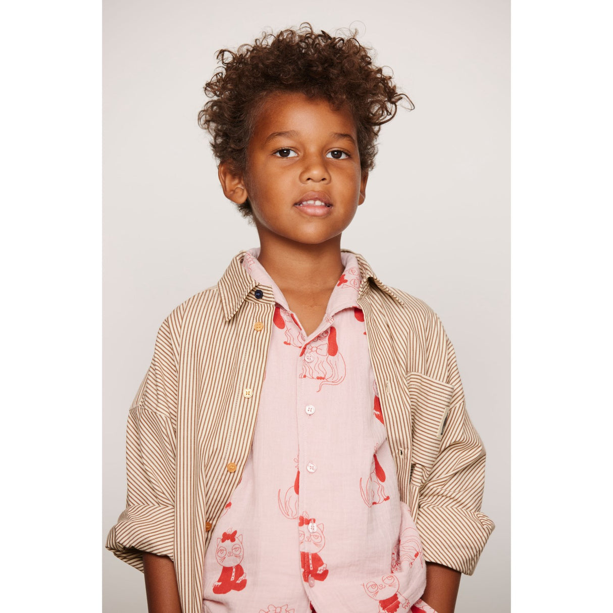 Mini Rodini Brown Poplin Yd Ls Shirt