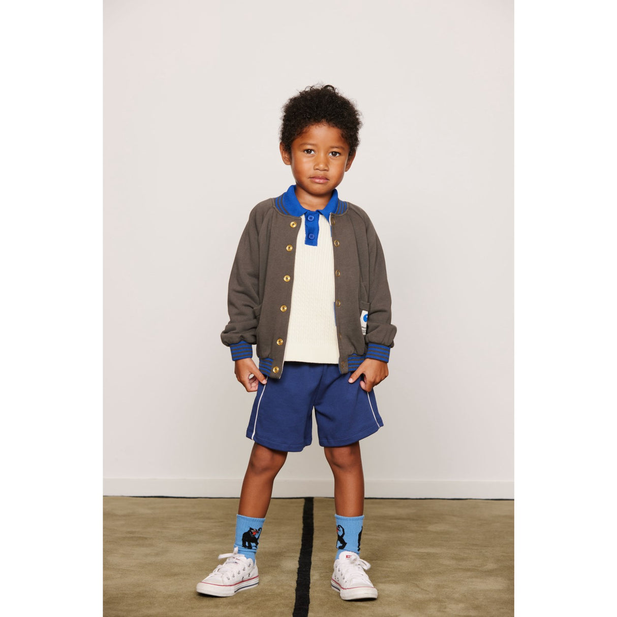 Mini Rodini Blue Plain Piping Sweatshorts