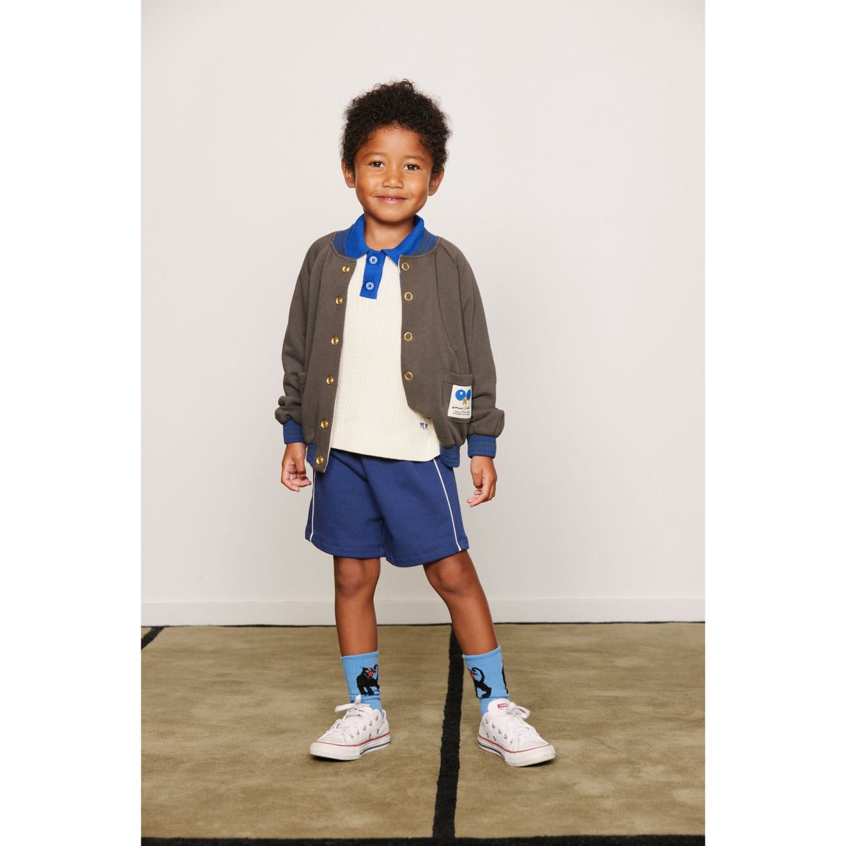 Mini Rodini Blue Plain Piping Sweatshorts