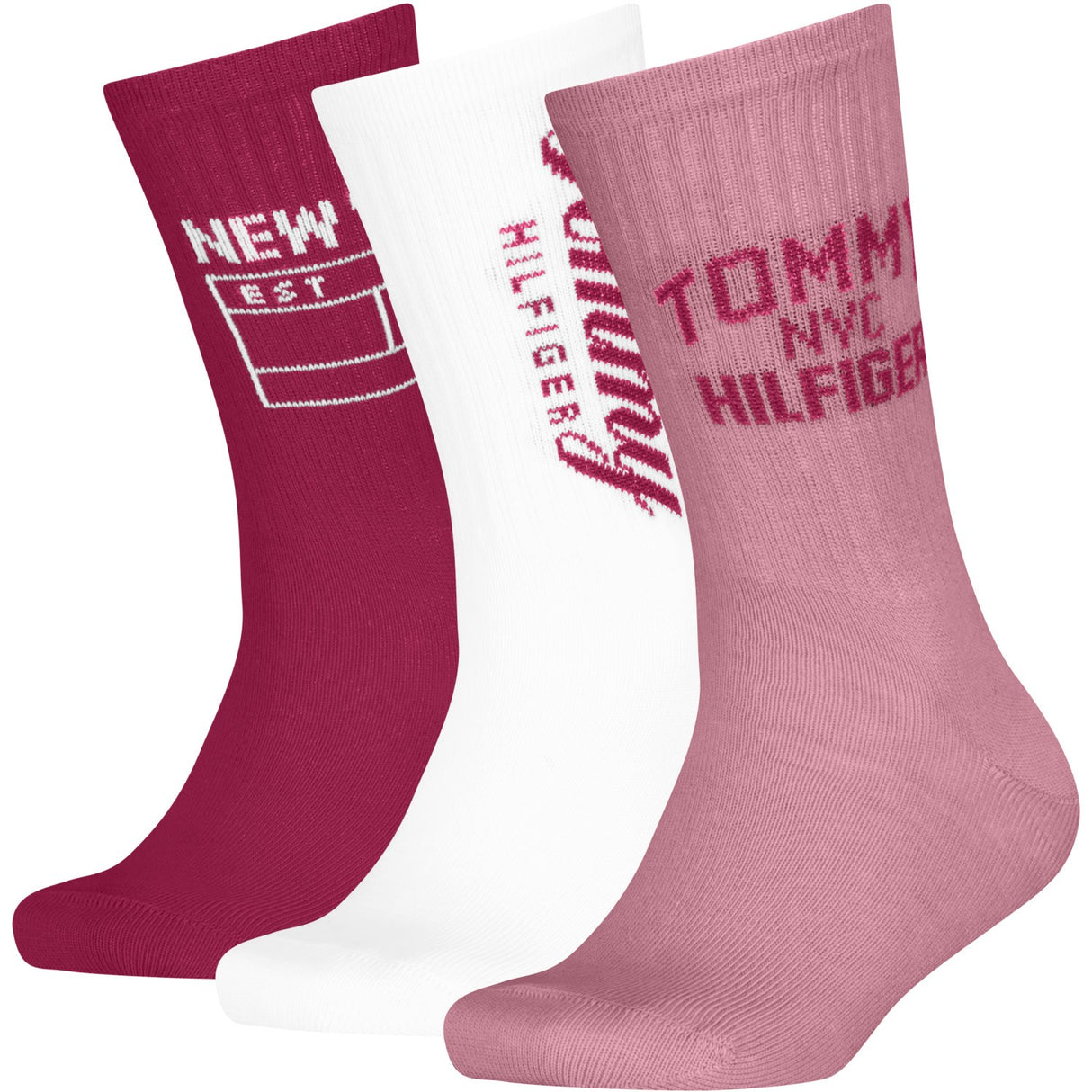 Tommy Hilfiger Pink Kids Socks 3-Pack Ny Sport