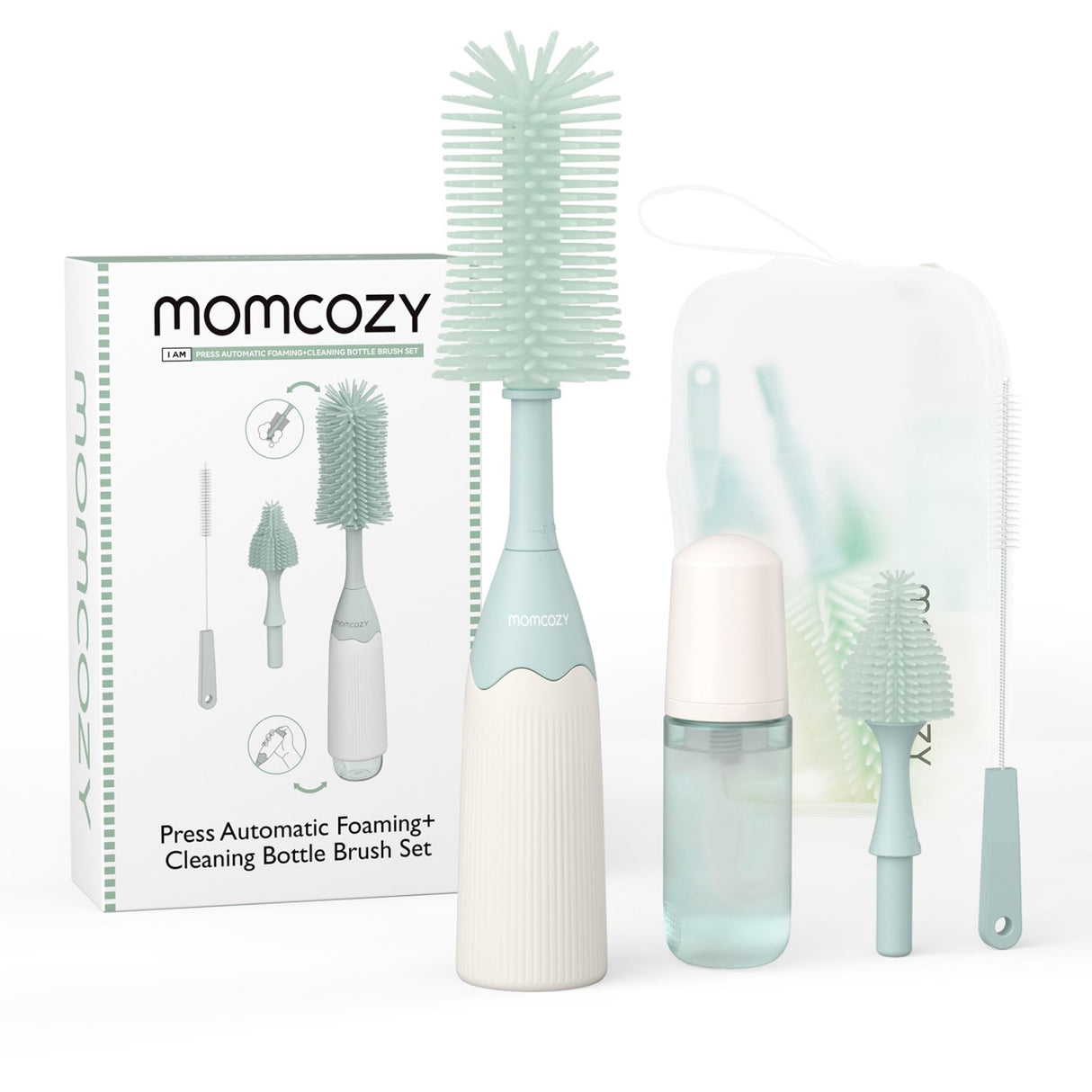 Momcozy Green Push-Press Design Bottle Brush Kit