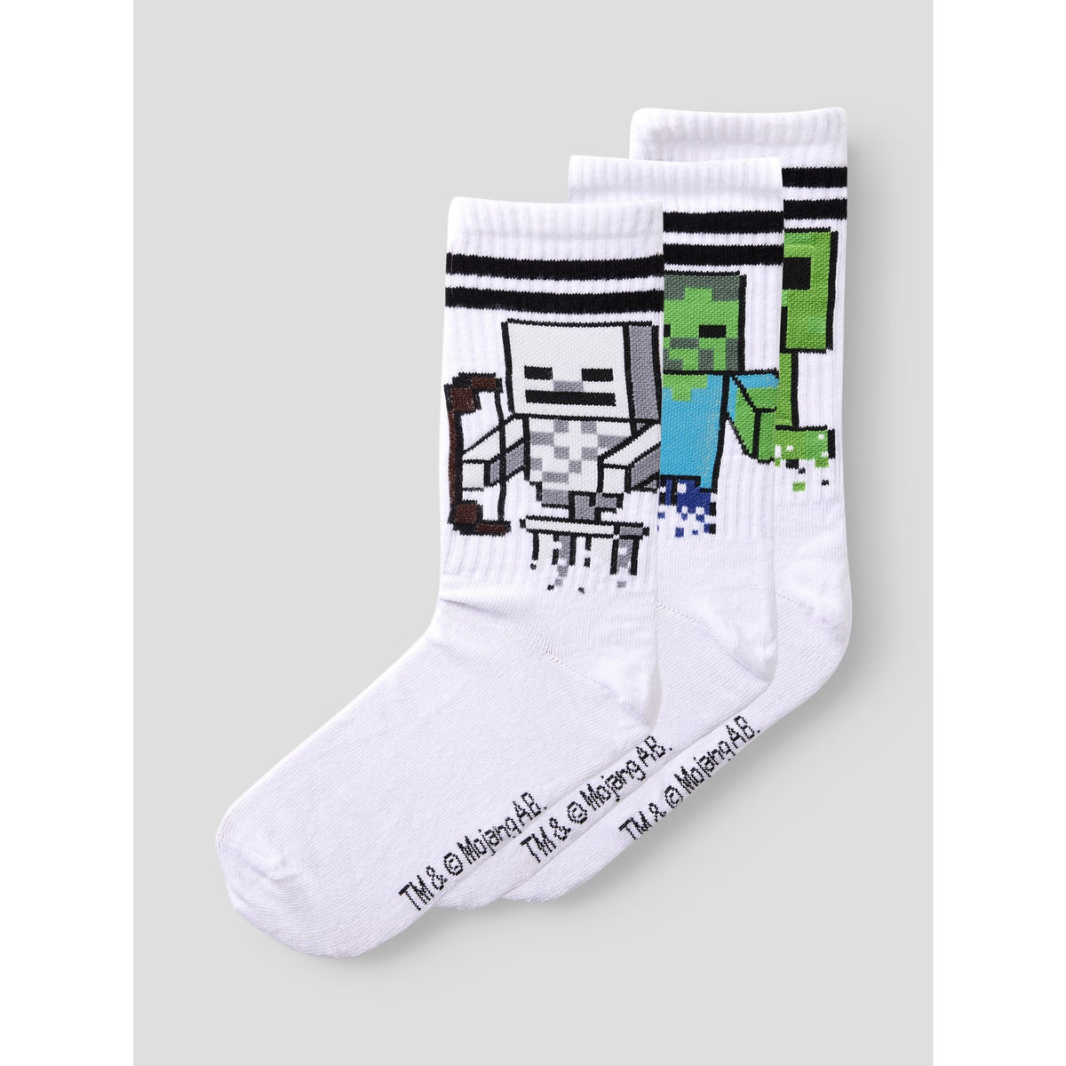Name It Bright White Nkmnihat Minecraft 3-Pack Socks Bfu