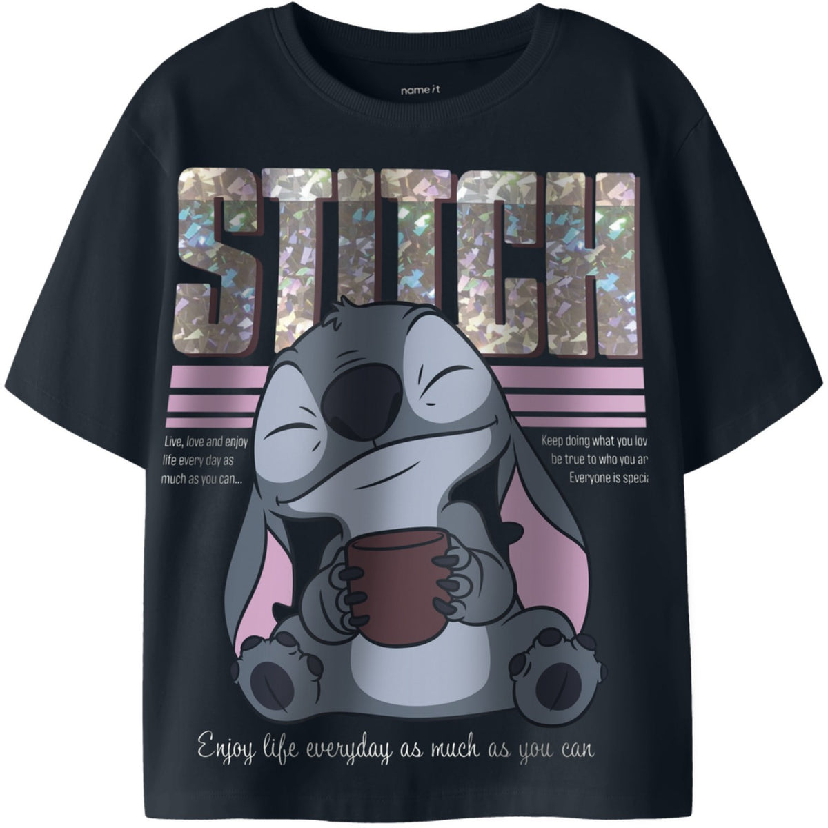 Name It Black Nkfolbi Stitch Ss Nreg Top Box Wdi