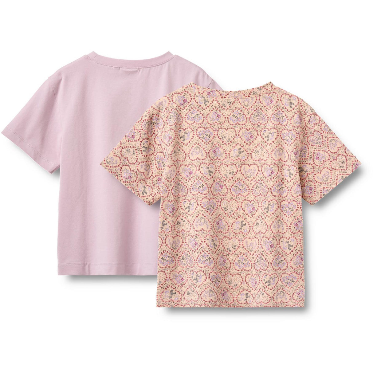 Wheat Magenta Heart Flowers 2 T-Shirt S/S Ella
