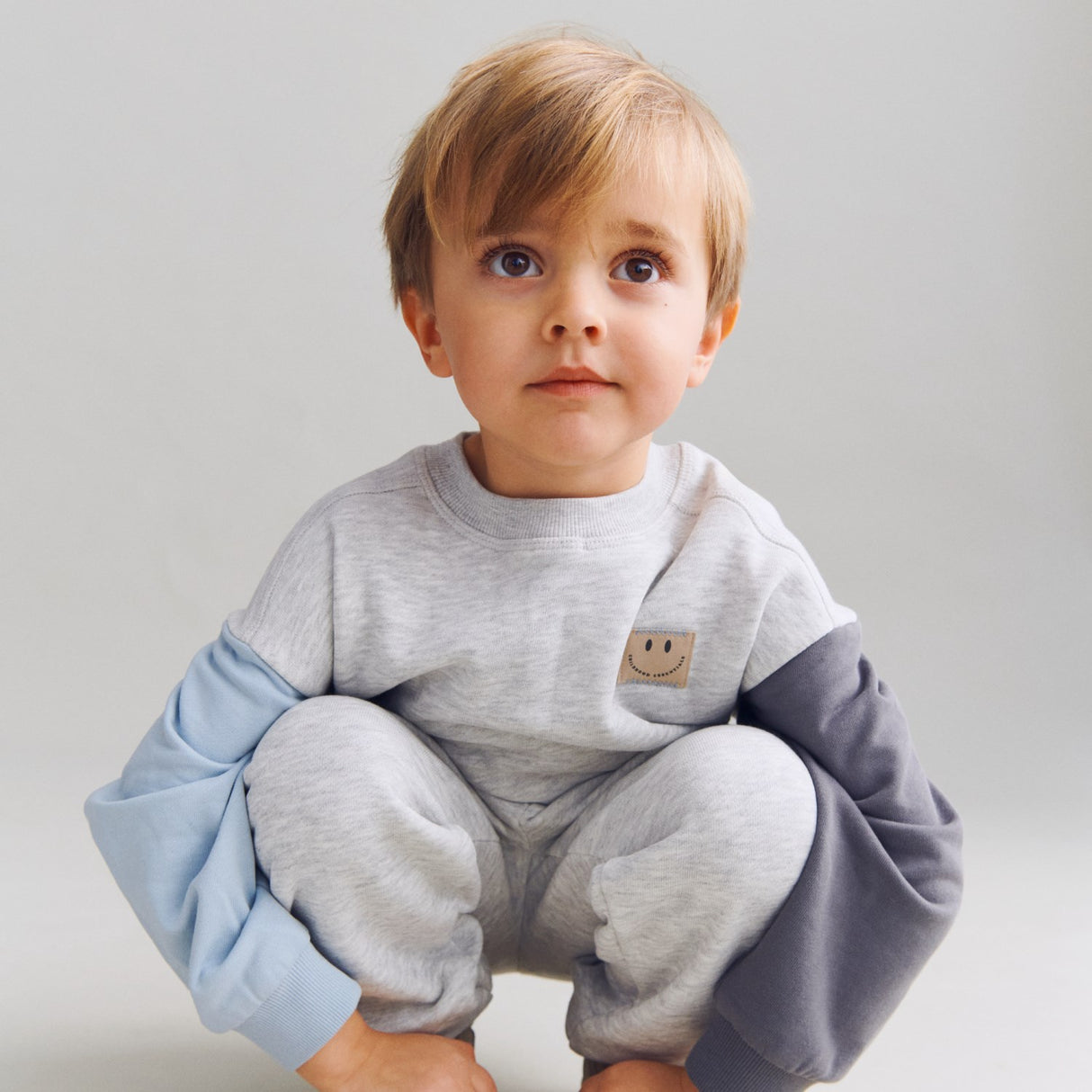 Wheat Light Melange Grey Sweatshirt L/S Lennon Badge