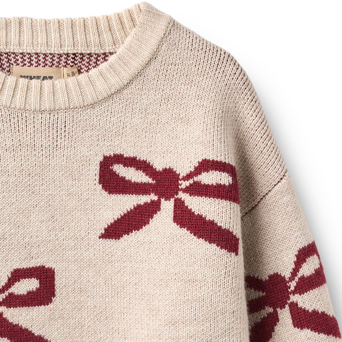 Wheat Eggshell Jacquard Pullover Bow