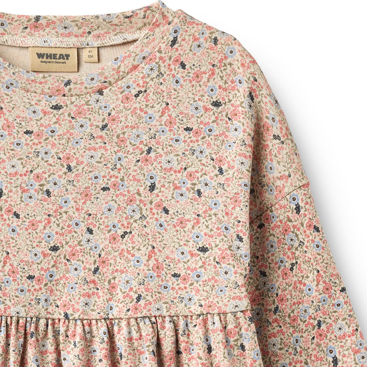 Wheat Grey Cloud Flowers Jersey Dress L/S Emmy