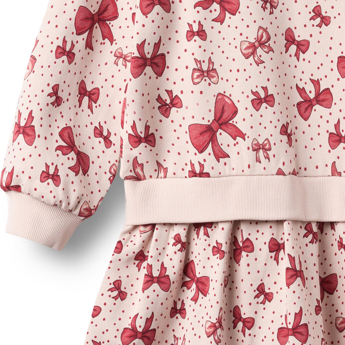 Wheat Almond Peach Bows Sweat Dress L/S Maggie