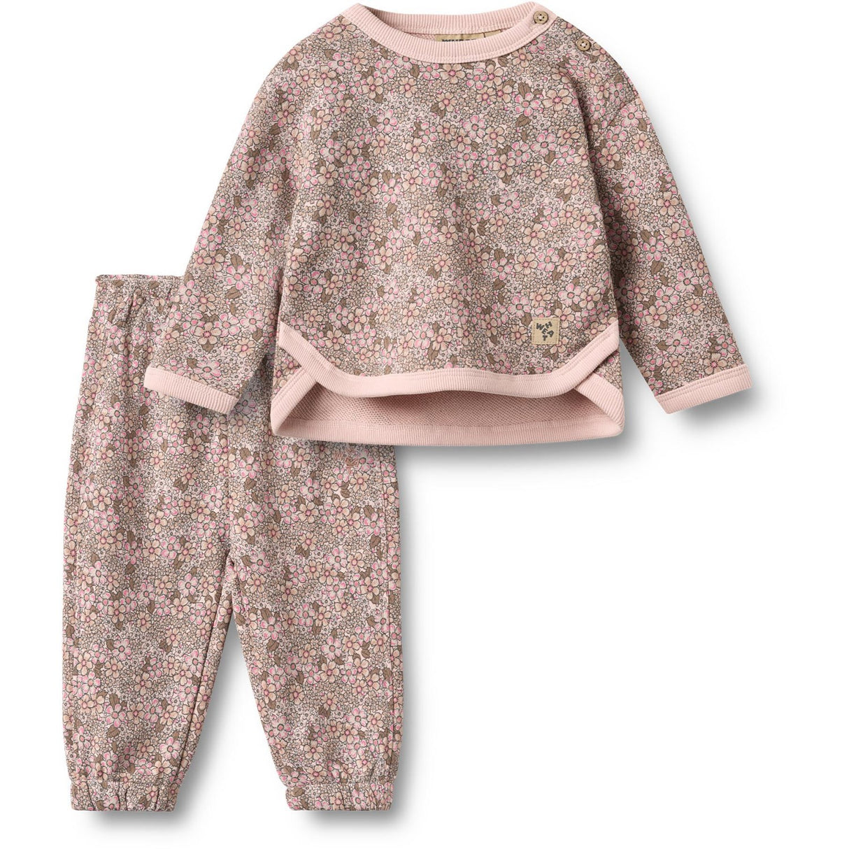 Wheat Rose Brown Flowers Set Sweatshirt & Trousers Emery