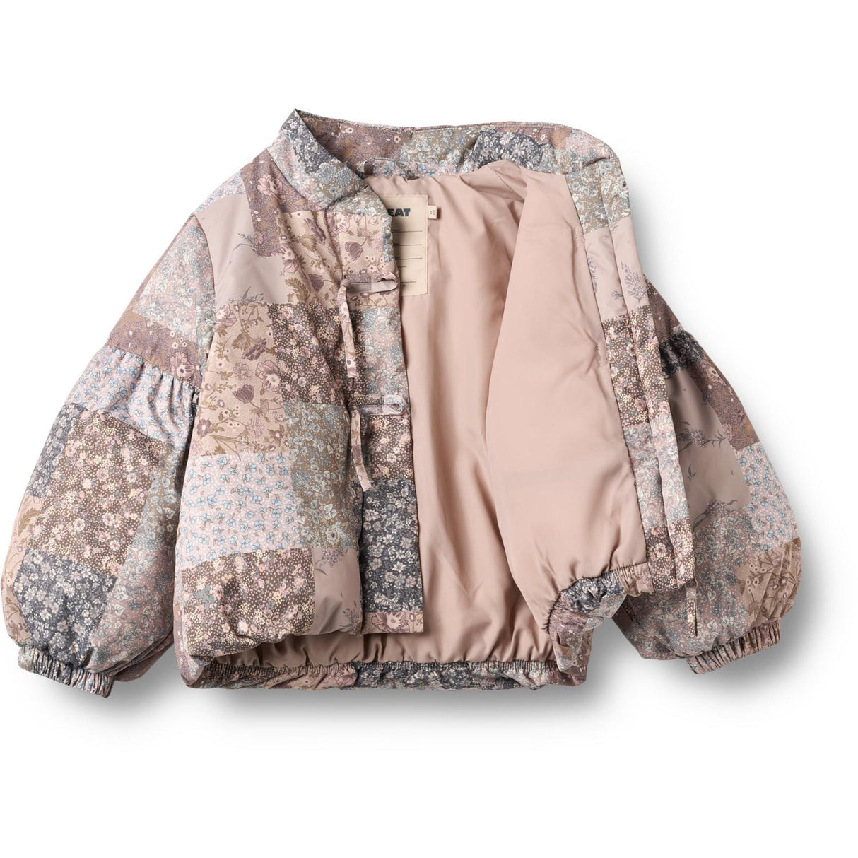 Wheat Patchwork Flowers Puffer Jacket Zallie