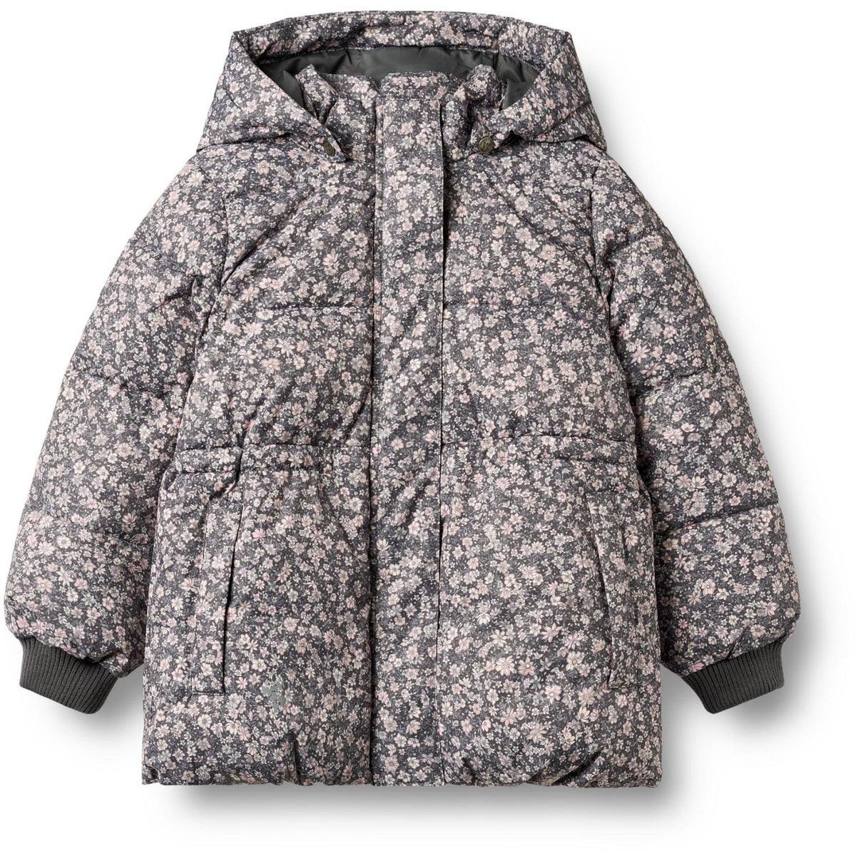 Wheat Dark Charcoal Flowers Puffer Jacket Eli