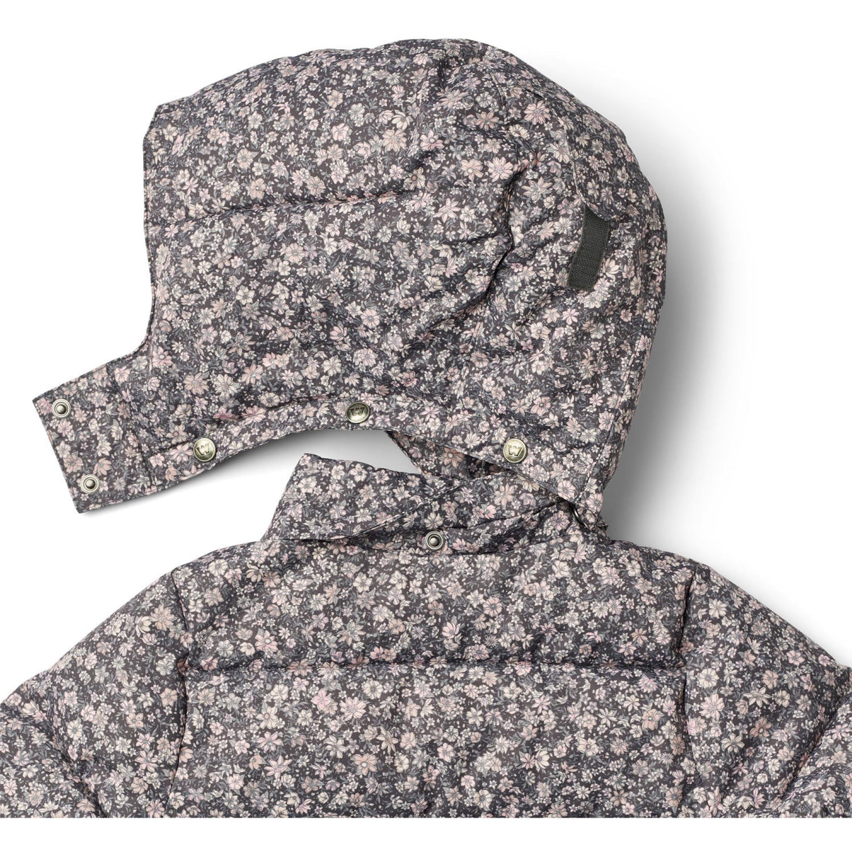 Wheat Dark Charcoal Flowers Puffer Coat Yrsa