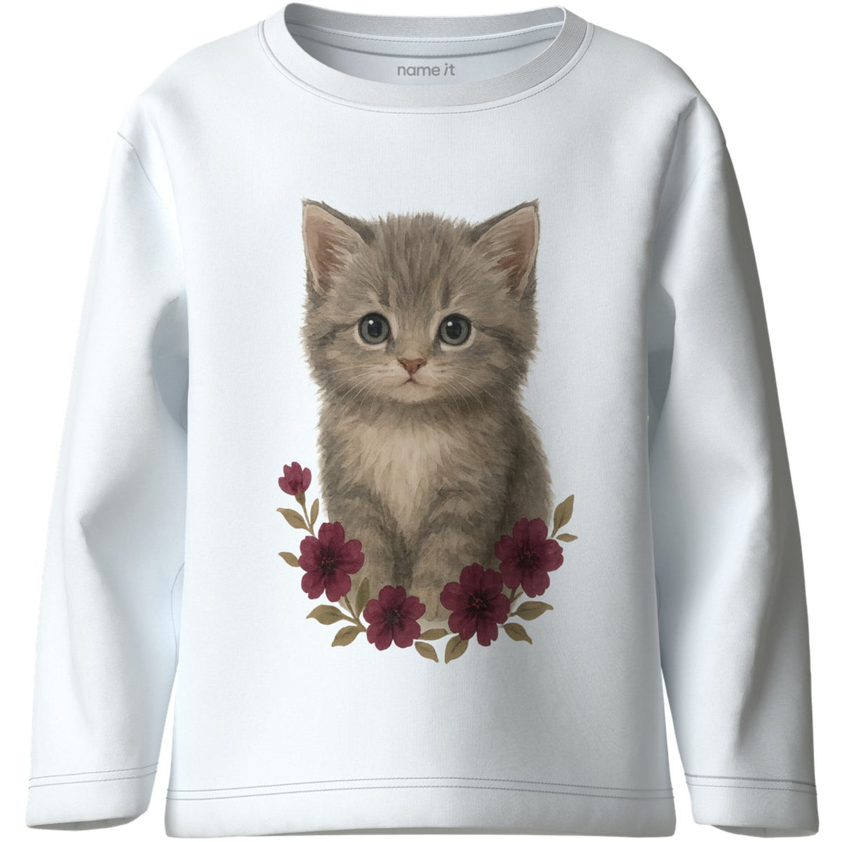 Name It Bright White Cute Kitten Nmfvotea Ls Nreg Top