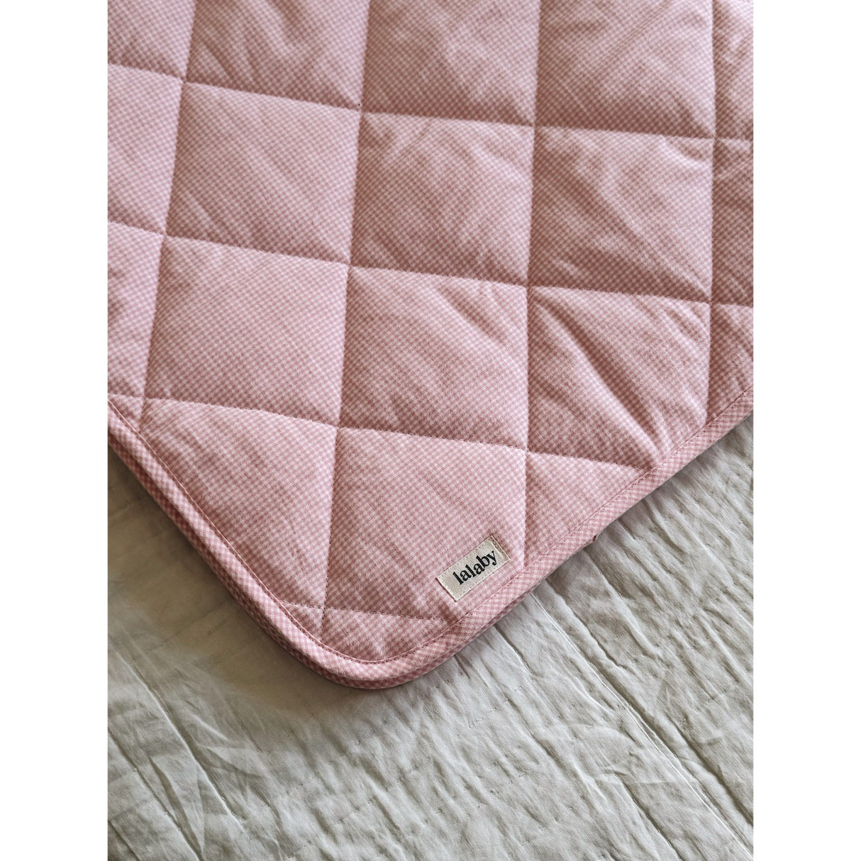 Lalaby Tiny Check Pink Quilted Baby Blanket