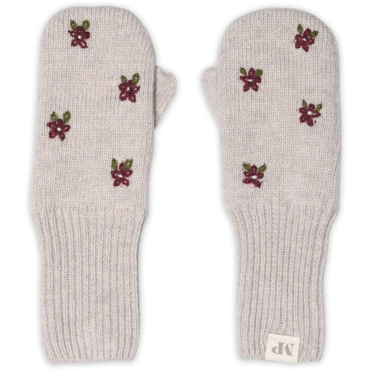 Mp Danmark Beige Melange Helsinki Floral Mittens