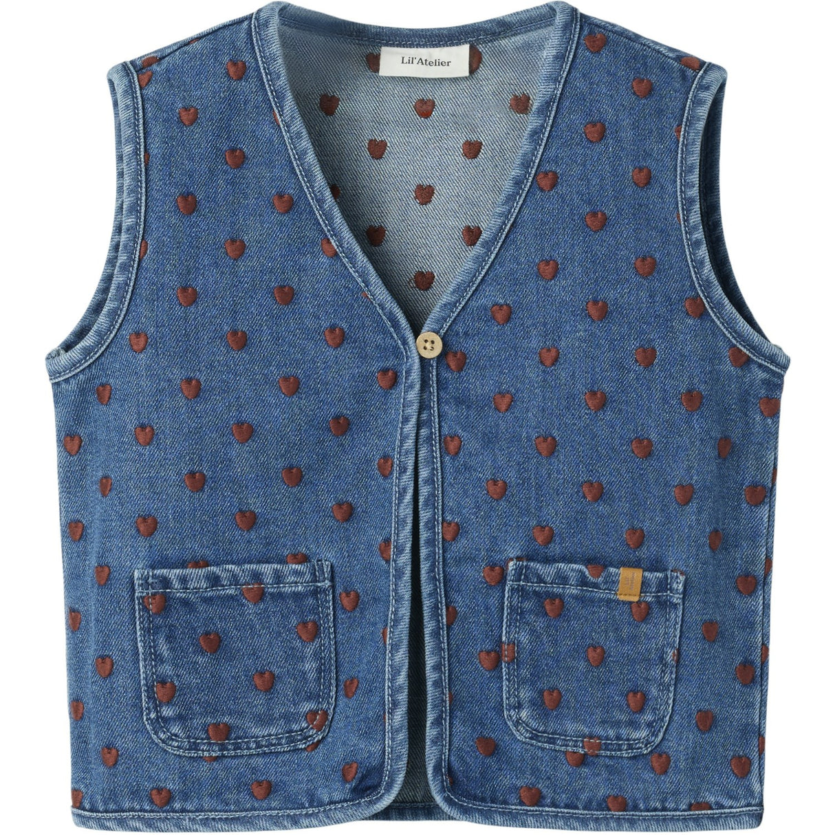 Lil'Atelier Dark Blue Denim Hearts Nmfliva Loose Dnm Vest 2001-Se Lil