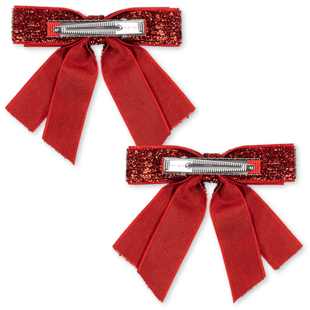 Konges Sløjd Red Glitter 2 Pack Velvet Double Bow Hair Clips