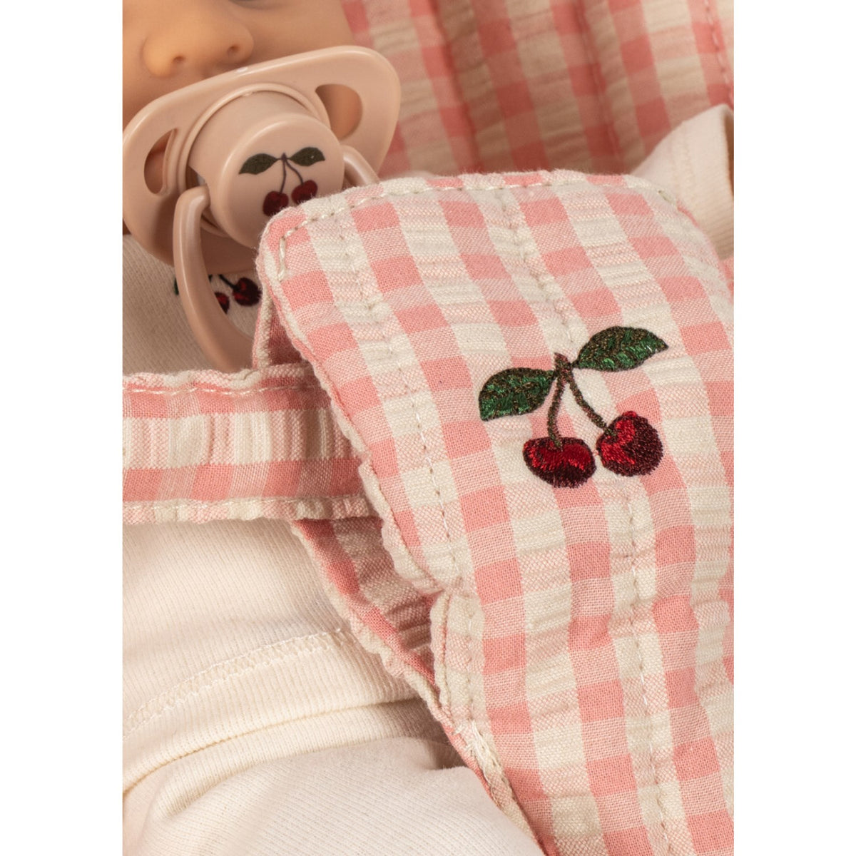 Konges Sløjd Pink Check Poppy Doll Stroller Set