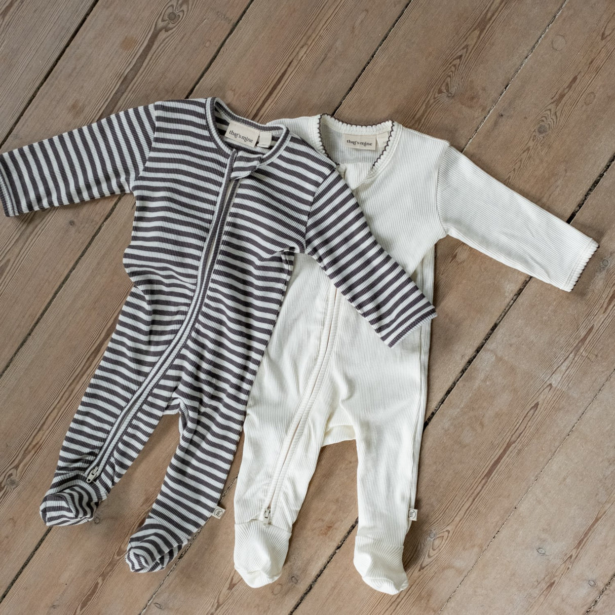 That's Mine Dark Grey Stripe Jona Onesie 2-Pack
