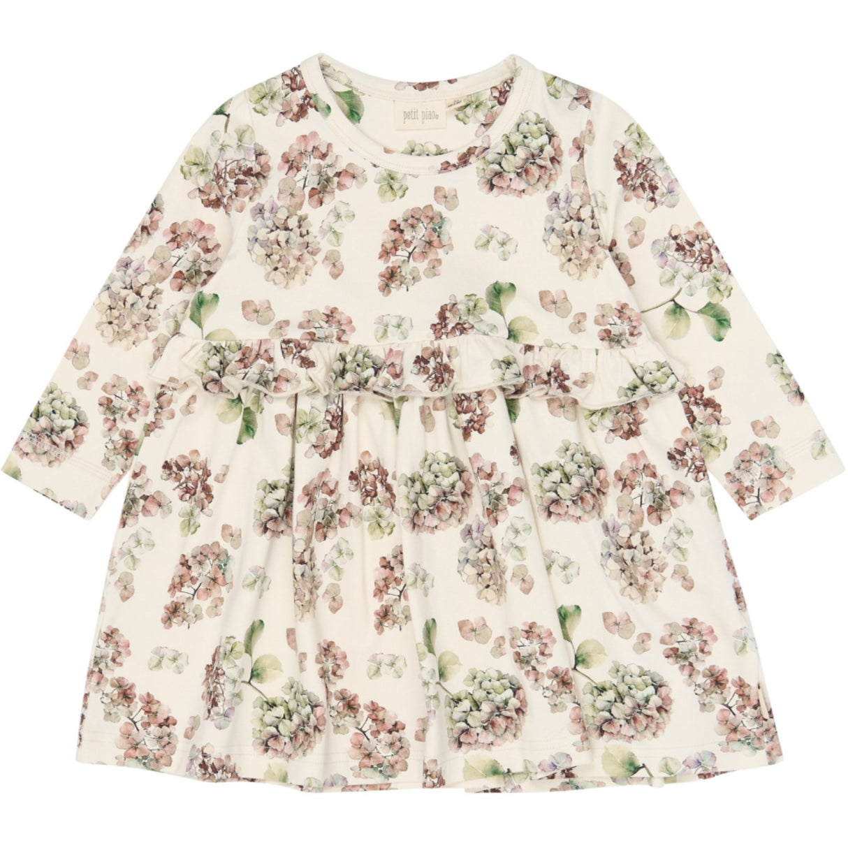 Petit Piao Eggnog Hydranger Aop Ppstar L_S Dress