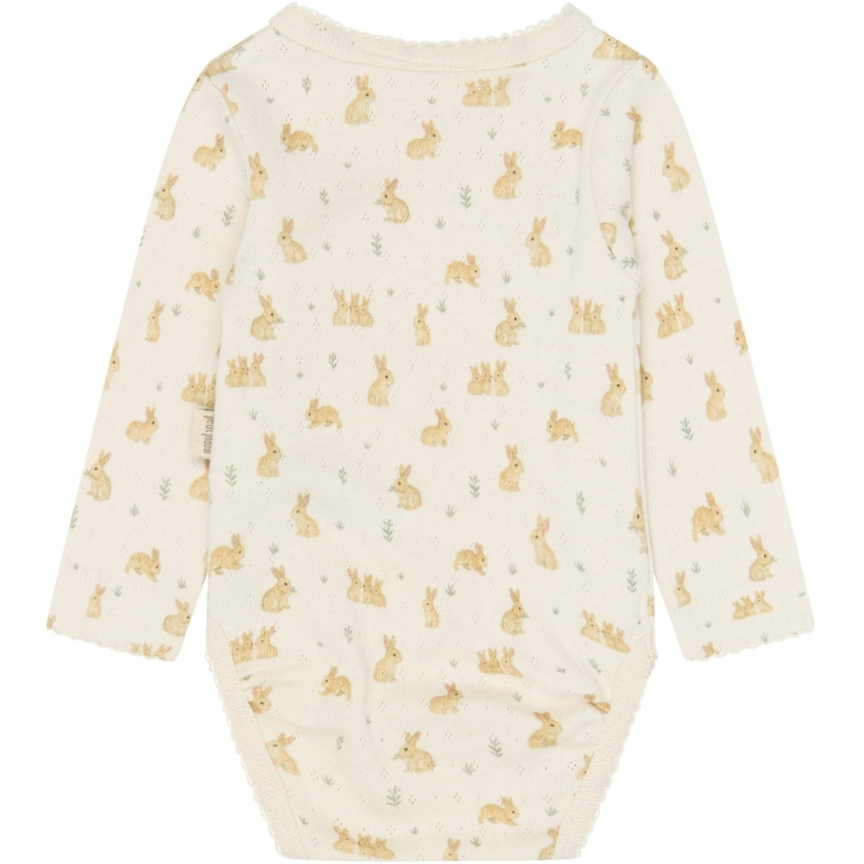 Petit Piao Eggnog Rabbit Aop Ppdio L_S Body Fold Pointelle Nb
