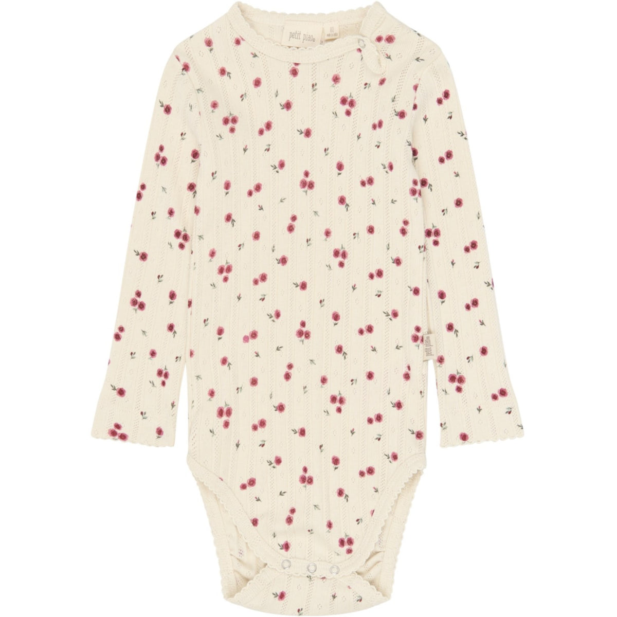 Petit Piao Eggnog Rosehip Aop Ppgracie L_S Pointelle Body