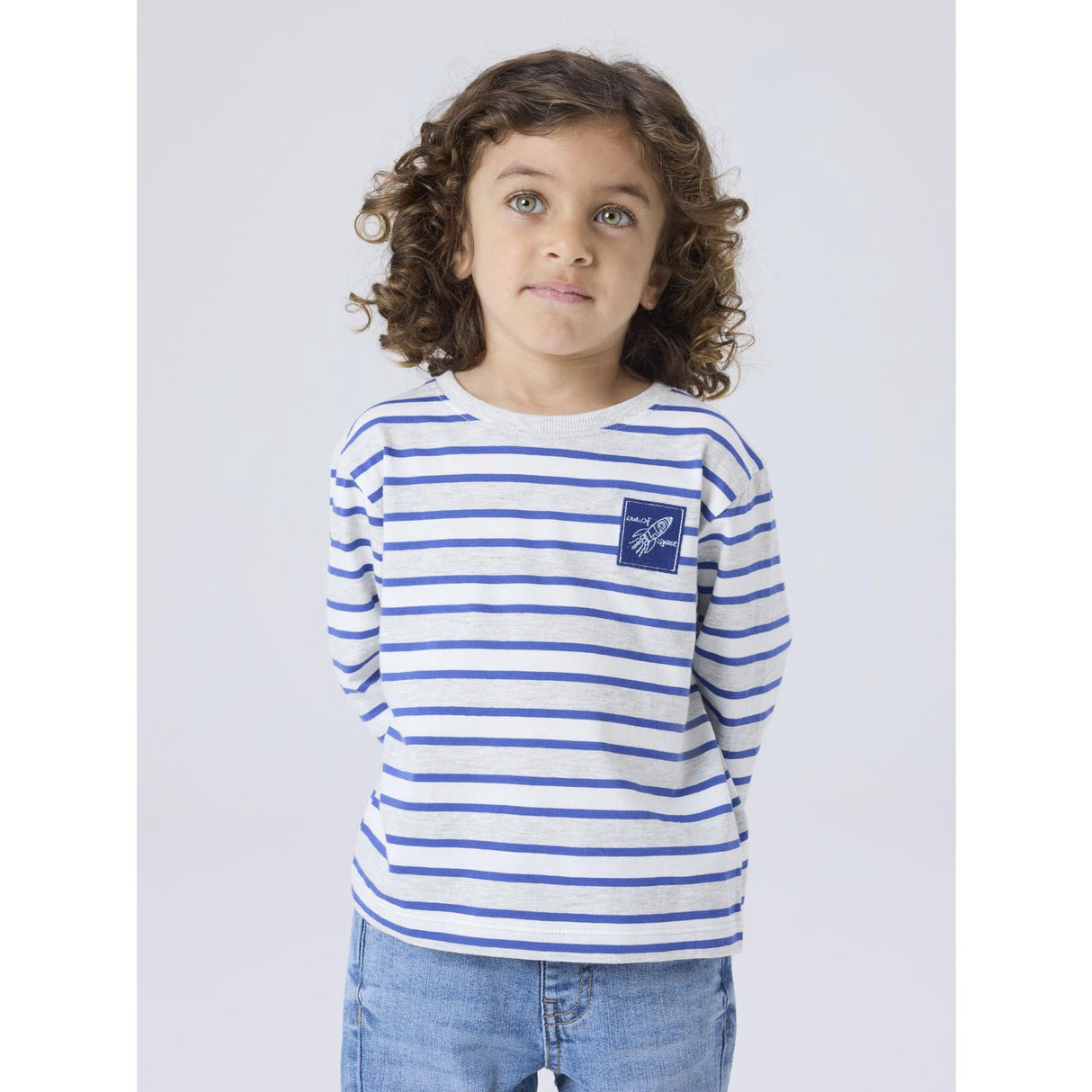 Name It Light Grey Melange Deep Ultramarine Nmmkristian Ls Nreg Top Pb