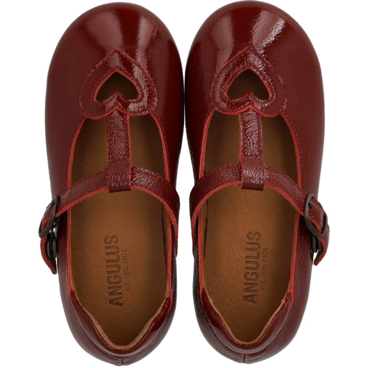 Angulus Cranberry T-Bar Ballerina With Cut-Out Hjerte