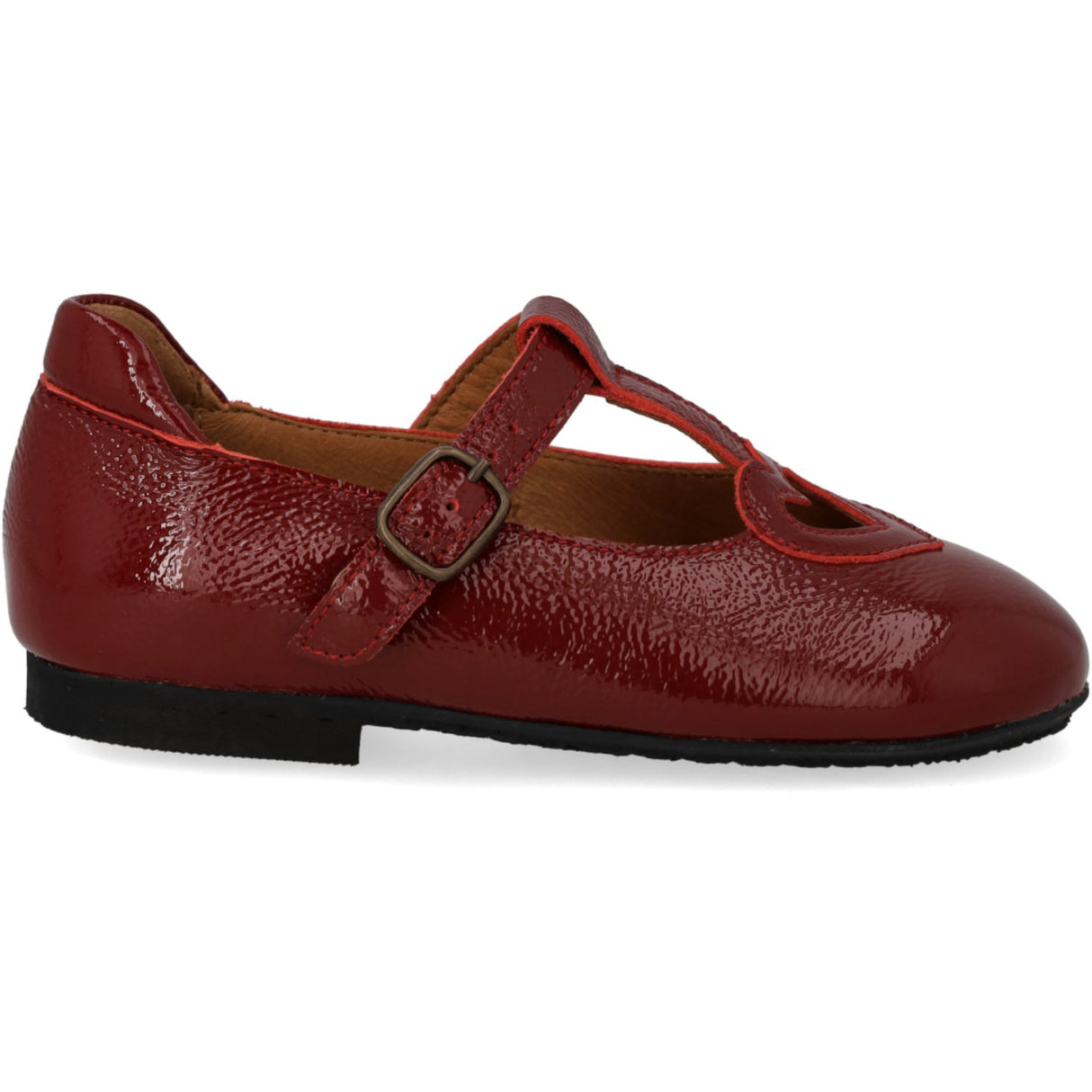 Angulus Cranberry T-Bar Ballerina With Cut-Out Hjerte