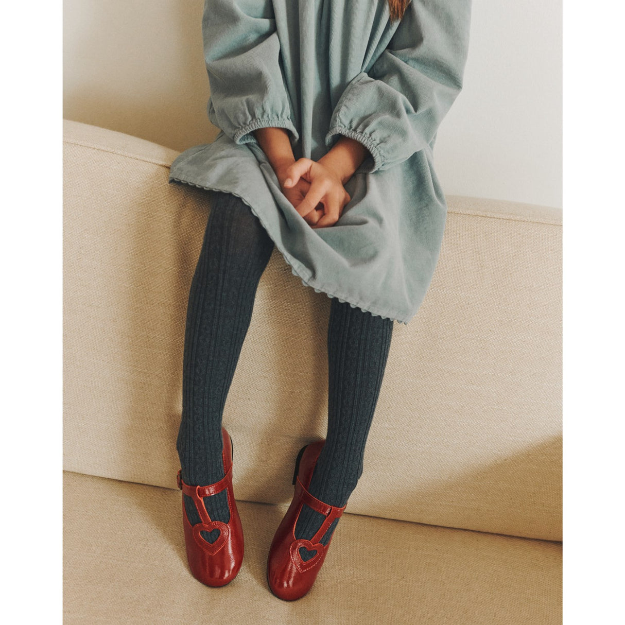 Angulus Cranberry T-Bar Ballerina With Cut-Out Hjerte