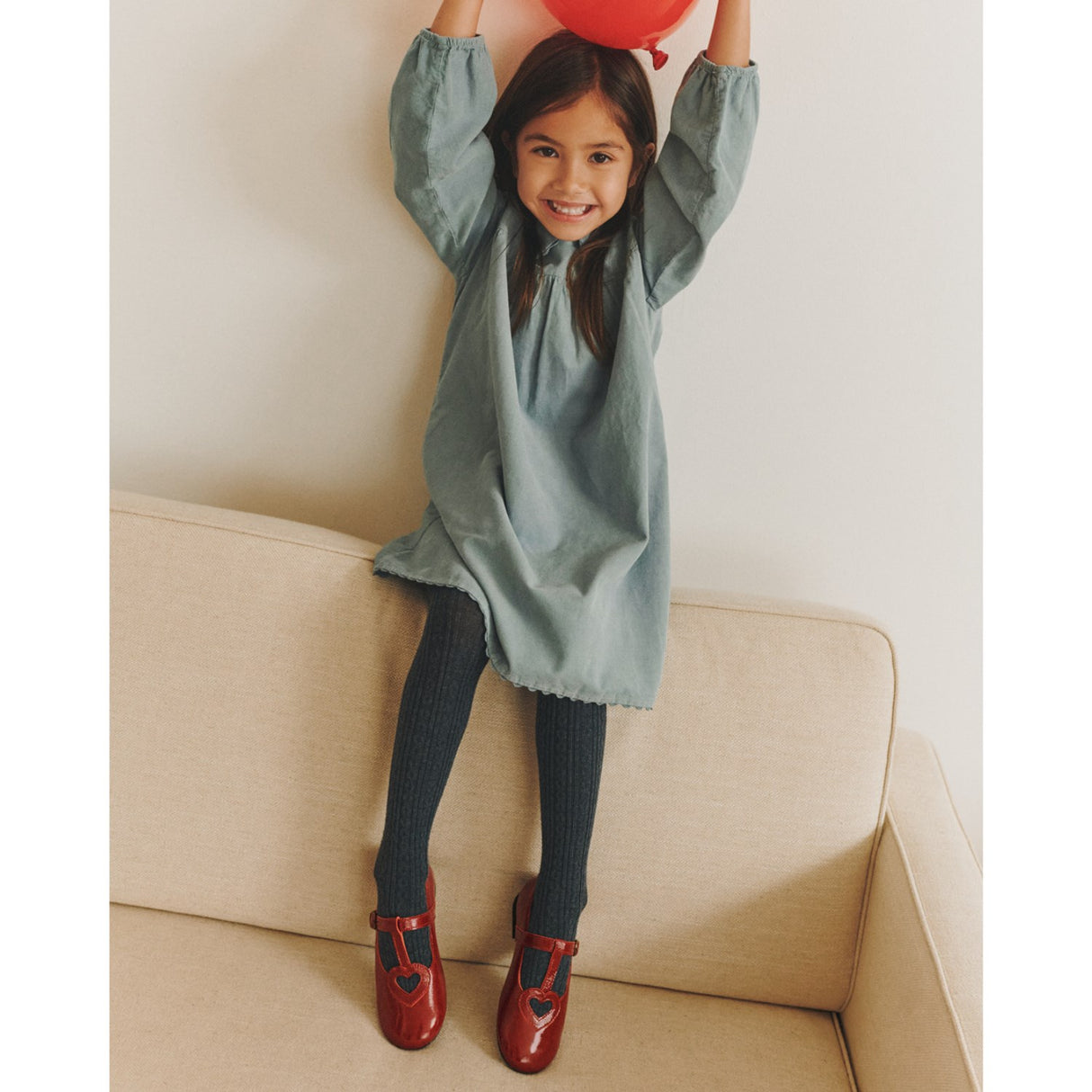 Angulus Cranberry T-Bar Ballerina With Cut-Out Hjerte