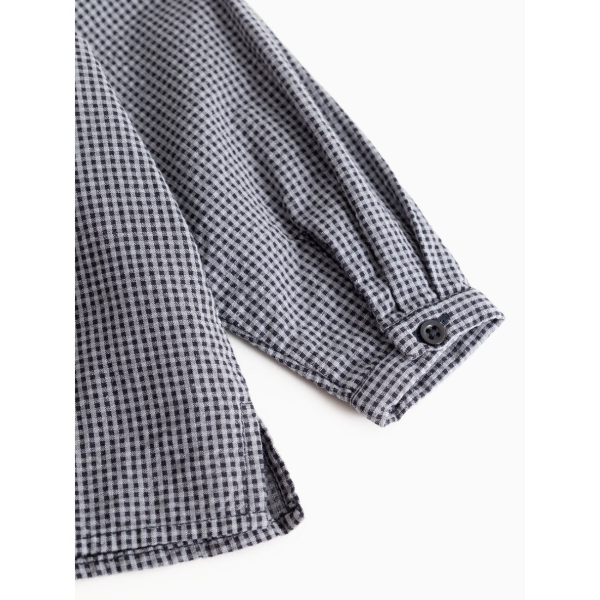MarMar Cotton Seersucker Pigeon Blue Check Totoro Shirt